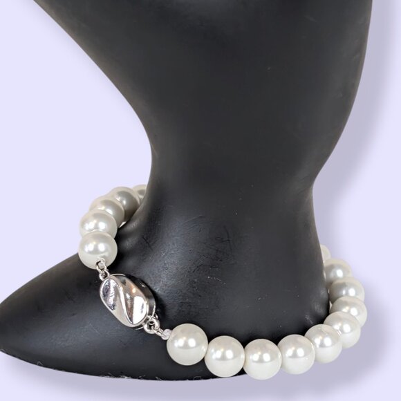 3pc Sterling Silver Faux Pearl Parure - Picture 6 of 9